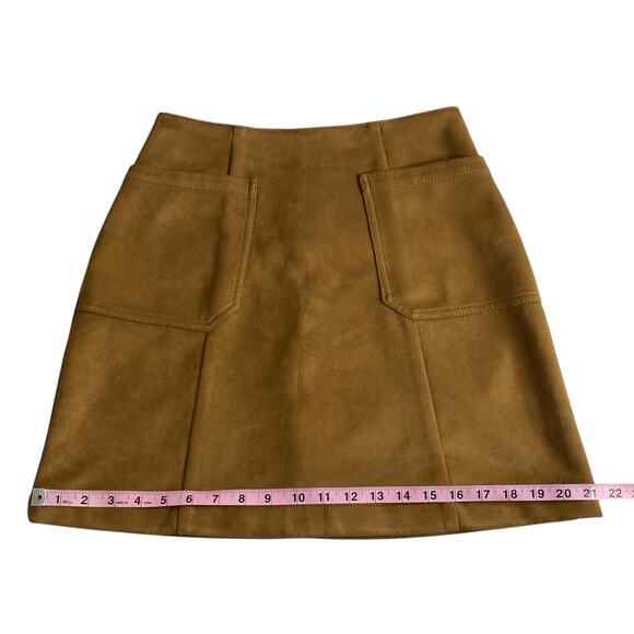 Maurices Womens Skirt 2 Brown Faux Suede Mini Pockets A Line Western Boho Chic - Picture 11 of 12